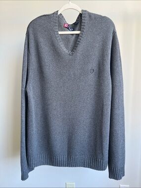 Chaps Charcoal Gray V-Neck Cotton Sweater